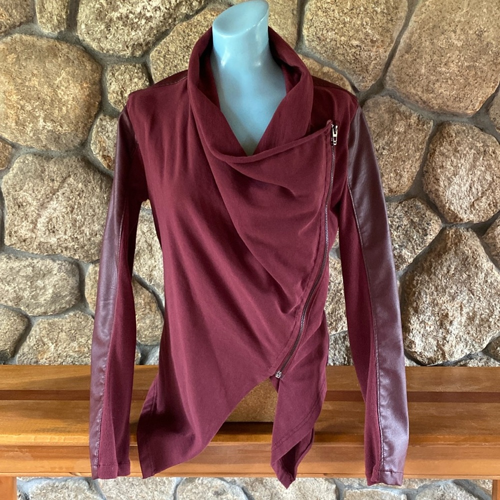 Unique light weight cotton/faux leather blend jacket